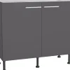 Optifit Einbauküchen<Küchen-Spülenunterschrank Ingvar420 100cm x 87cm x 58,4cm Anthrazit Matt