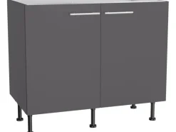 Optifit Einbauküchen<Küchen-Spülenunterschrank Ingvar420 100cm x 87cm x 58,4cm Anthrazit Matt