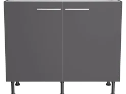 Optifit Einbauküchen<Küchen-Spülenunterschrank Ingvar420 100cm x 87cm x 58,4cm Anthrazit Matt