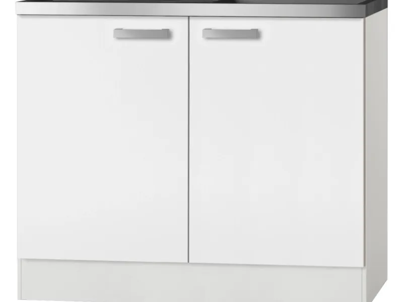 Optifit Küchen-Spülenunterschrank Salo214 100 cm Weiß mit Spülenauflage< Küchenschränke