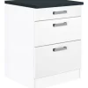 Clearance Optifit Küchen-Unterschrank mit 3 Auszügen Salo214 60 cm x 84,8 cm x 60 cm Weiß