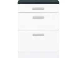 Clearance Optifit Küchen-Unterschrank mit 3 Auszügen Salo214 60 cm x 84,8 cm x 60 cm Weiß