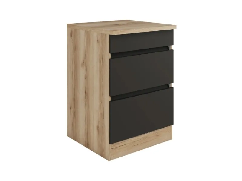 Optifit Küchen-Unterschrank f. Kochfeld 60x88x60cm Noah420 Anthra. WildEiche NB< Kochfelder|Küchenschränke