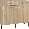 Optifit Küchenschränke<Küchen-Unterschrank Erik290 100 cm x 87 cm x 58,4 cm Wildeiche