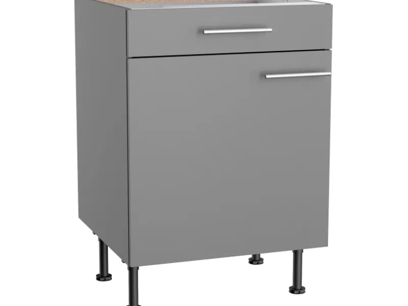Optifit Küchen-Unterschrank Mats825 60 cm x 87 cm x 58,4 cm Basaltgrau< Küchenschränke
