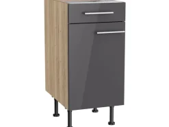 Hot Optifit Küchen-Unterschrank Jonte984 40 cm x 87 cm x 58,4 cm Anthrazit-Wildeiche