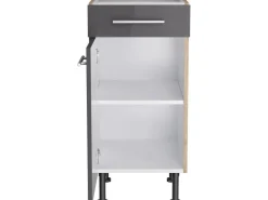 Hot Optifit Küchen-Unterschrank Jonte984 40 cm x 87 cm x 58,4 cm Anthrazit-Wildeiche