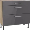 Optifit Küchenschränke<Küchen-Unterschrank mit 3 Auszügen Jonte984 90 cm Anthrazit-Wildeiche