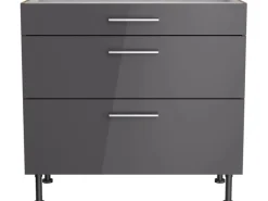 Optifit Küchenschränke<Küchen-Unterschrank mit 3 Auszügen Jonte984 90 cm Anthrazit-Wildeiche