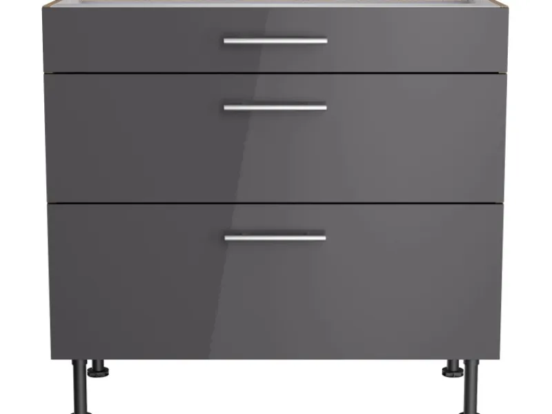 Optifit Küchenschränke<Küchen-Unterschrank mit 3 Auszügen Jonte984 90 cm Anthrazit-Wildeiche