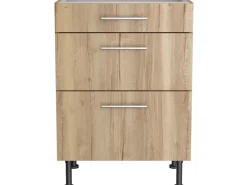 Outlet Optifit Küchen-Unterschrank mit 3 Auszügen Erik290 60x87x58,4cm WildEiche