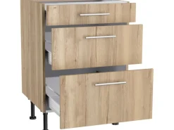Outlet Optifit Küchen-Unterschrank mit 3 Auszügen Erik290 60x87x58,4cm WildEiche
