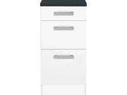 New Optifit Küchen-Unterschrank mit 3 Auszügen Salo214 40 cm x 84,8 cm x 60 cm Weiß