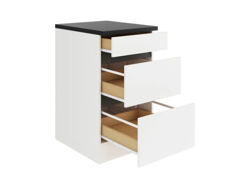 Optifit Küchenschränke|Einbauküchen<Küchen-Unterschrank mit Auszügen 50 x 88 x 60 cm Luca932 Weiß Anthrazit
