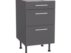 Optifit Küchenschränke<Küchen-Unterschrank mit 3 Auszügen Ingvar420 50 cm Anthrazit Matt
