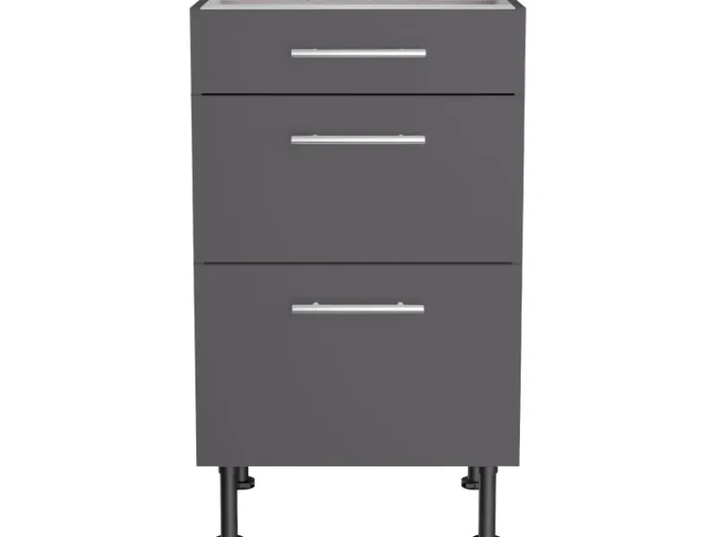 Optifit Küchenschränke<Küchen-Unterschrank mit 3 Auszügen Ingvar420 50 cm Anthrazit Matt