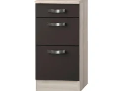 Discount Optifit Küchen-Unterschrank mit 3 Auszügen Faro220 40 cm Anthrazit-Braun