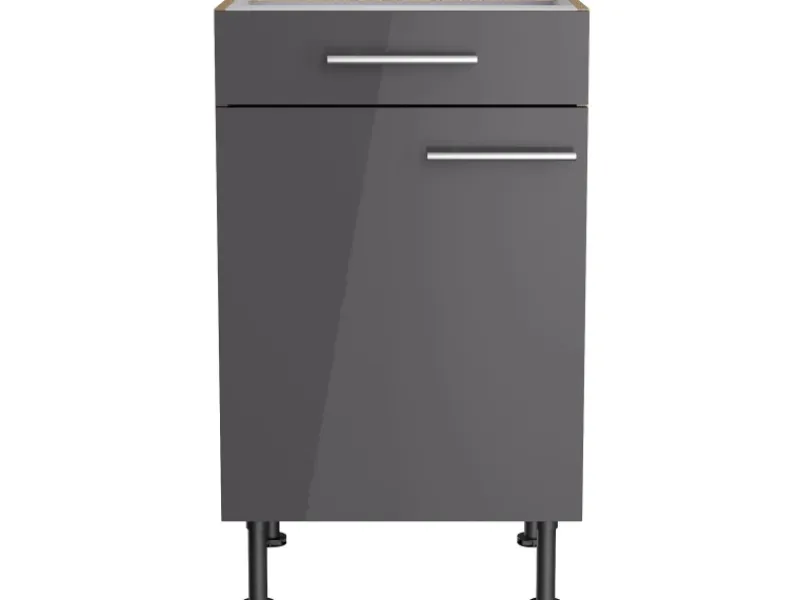 Discount Optifit Küchen-Unterschrank Jonte984 50 cm x 87 cm x 58,4 cm Anthrazit-Wildeiche