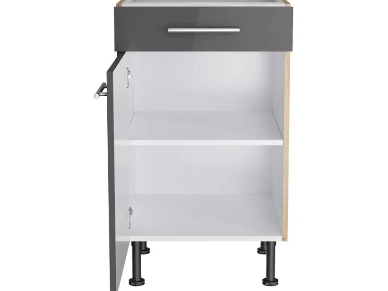 Discount Optifit Küchen-Unterschrank Jonte984 50 cm x 87 cm x 58,4 cm Anthrazit-Wildeiche