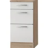 Outlet Optifit Küchen-Unterschrank mit 3 Auszügen Dakar286 40x84,6x60cm Weiß-Eiche