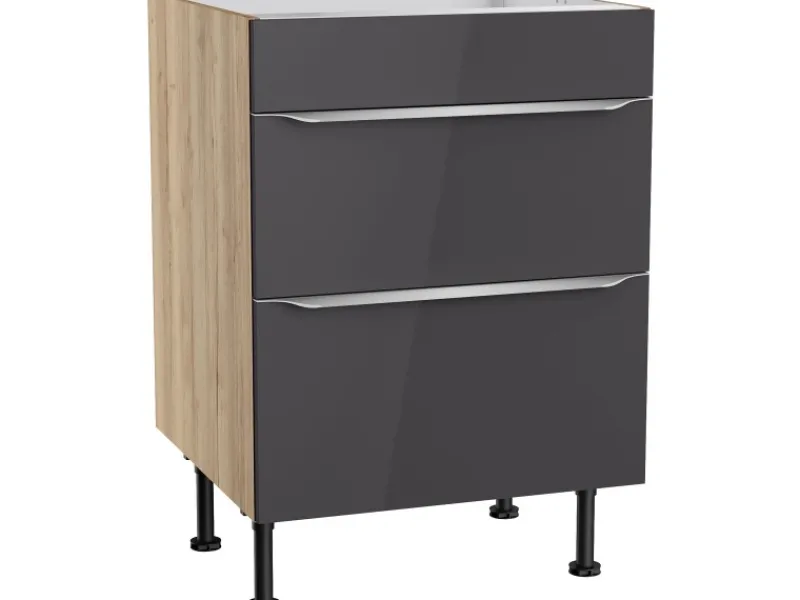 Discount Optifit Küchen-Unterschrank für Kochfeld Linus984 60 cm Anthrazit-Wildeiche