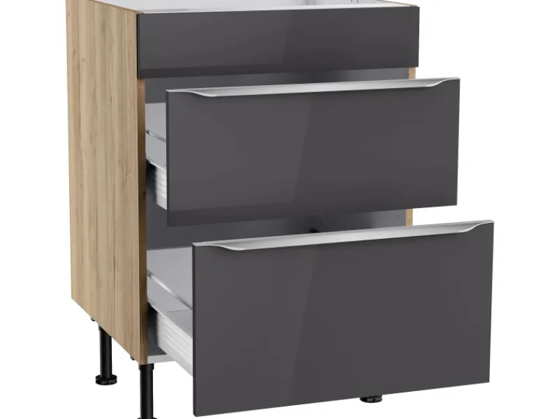 Discount Optifit Küchen-Unterschrank für Kochfeld Linus984 60 cm Anthrazit-Wildeiche