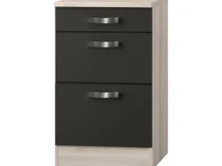 Optifit Küchenschränke<Küchen-Unterschrank Faro220 50cm Anth. Akazie NB Auszug+ 2 Auszüge