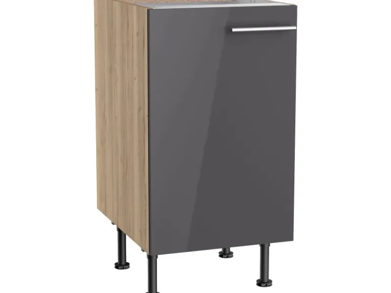 Optifit Küchenschränke<Küchen-Unterschrank Jonte984 45 cm x 87 cm x 58,4 cm Anthrazit-Wildeiche