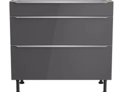 Optifit Küchenschränke<Küchen-Unterschrank mit 3 Auszügen Linus984 90 cm Anthrazit-Wildeiche