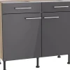 Clearance Optifit Küchen-Unterschrank Jonte984 100cm x 87cm x 58,4cm Anthrazit-Wildeiche