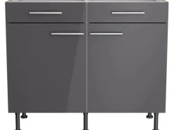 Clearance Optifit Küchen-Unterschrank Jonte984 100cm x 87cm x 58,4cm Anthrazit-Wildeiche