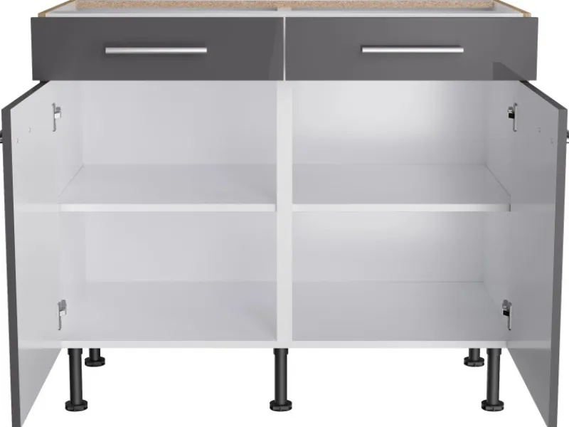 Clearance Optifit Küchen-Unterschrank Jonte984 100cm x 87cm x 58,4cm Anthrazit-Wildeiche