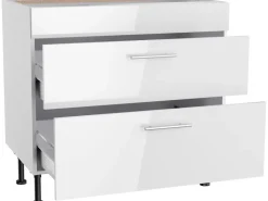 Online Optifit Küchen-Unterschrank mit 2 Auszügen Rurik986 90 cm x 87 cm x 58,4 cm Weiß