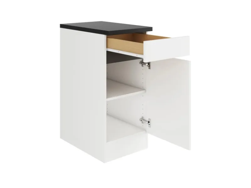 Optifit Küchen-Unterschrank 40 x 88 x 60 cm Luca932 Weiß Anthrazit< Küchenschränke