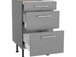 Optifit Küchenschränke<Küchen-Unterschrank mit 3 Auszügen Mats825 50cmx87cmx58,4cm Basaltgrau