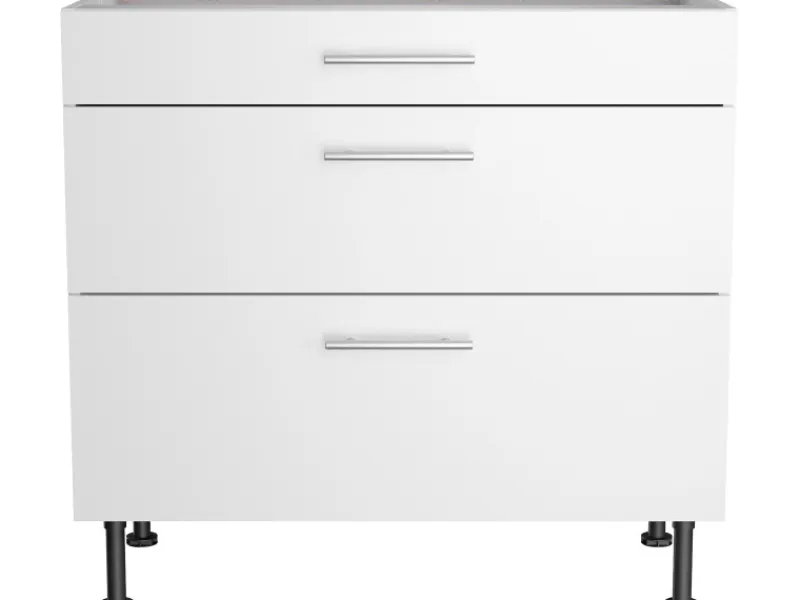 Online Optifit Küchen-Unterschrank mit 3 Auszügen Bengt932 90 cm x 87 cm x 58,4 cm Weiß