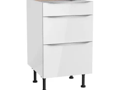 Optifit Küchenschränke<Küchen-Unterschrank mit 3 Auszügen Arvid986 50 cm x 87 cm x 58,4 cm Weiß