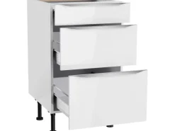 Optifit Küchenschränke<Küchen-Unterschrank mit 3 Auszügen Arvid986 50 cm x 87 cm x 58,4 cm Weiß