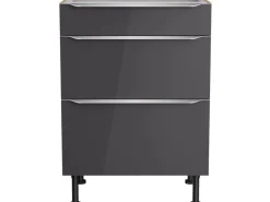 Optifit Küchen-Unterschrank mit 3 Auszügen Linus984 60 cm Anthrazit-Wildeiche< Küchenschränke