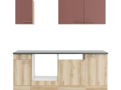 Optifit Küchenzeile KPBL 2179OE-9+ o. E-Geräte Rostrot/Wildeiche Nachb. 210cm< Kochfelder|Kühlschränke