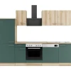 Optifit Küchenzeile KPLS 2742-9+ Liv.290/Sav.405 Wildeiche Nb./Steingrün 270cm< Winkelküchen