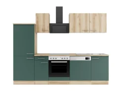 Optifit Küchenzeile KPLS 2742-9+ Liv.290/Sav.405 Wildeiche Nb./Steingrün 270cm< Winkelküchen