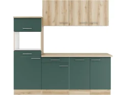 Optifit Küchenzeile KPLS 2181OE-9+ Li/Sav o. E-Ger. Wildeiche Nb./Steingr. 210cm< Kochfelder|Kühlschränke