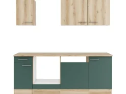 Optifit Küchenzeile KPLS2179OE-9+ Li/Sav o. E-Ger. Wildeiche Nb./Steingr. 210 cm< Einbauküchen|Küchenschränke