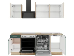 Optifit Küchenzeile KPLS2179OE-9+ Li/Sav o. E-Ger. Wildeiche Nb./Steingr. 210 cm< Einbauküchen|Küchenschränke