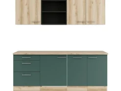 Sale Optifit Küchenzeile KPLS2199ROE-9+ Li/Sav o. E-Ger. Wildeiche Nb./Steingr. 210cm