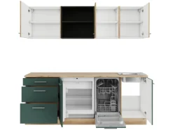 Sale Optifit Küchenzeile KPLS2199ROE-9+ Li/Sav o. E-Ger. Wildeiche Nb./Steingr. 210cm