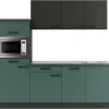 Optifit Küchenzeile KPMV 2181-9+ Madrid420/Verona405 Anthrazit/ Steingrün 210 cm< Winkelküchen