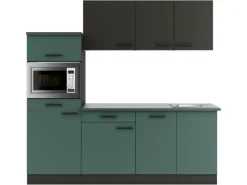 Optifit Küchenzeile KPMV 2181-9+ Madrid420/Verona405 Anthrazit/ Steingrün 210 cm< Winkelküchen