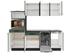Optifit Küchenzeile KPMV 2181-9+ Madrid420/Verona405 Anthrazit/ Steingrün 210 cm< Winkelküchen